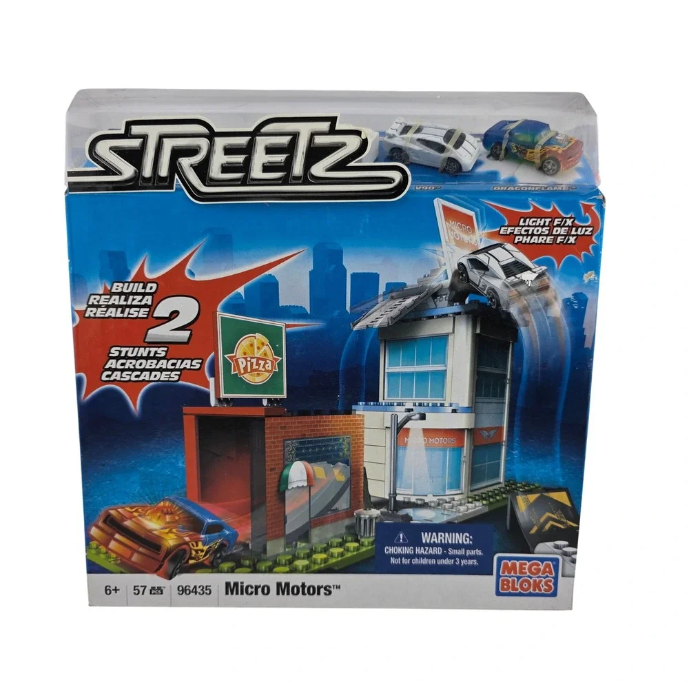 Mega Bloks Streetz Micro Motors Pizza Shop Set 57pc Blue NEW Gift Collectible